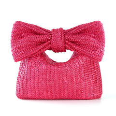 Vacation Style Woven Rattan Bow Clutch