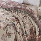 Orchid Trail Floral Cotton Tassel Bed Blanket