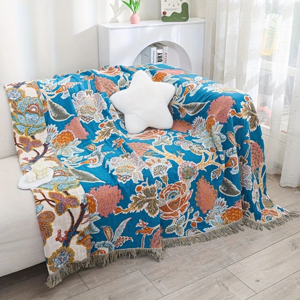 Ornamental Garden Cotton Blanket