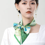 Chinese Painting Handcrafted 14-Momme Mulberry Silk Twilly– Green