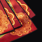 Floral & Crane Silk Square Scarf - Red