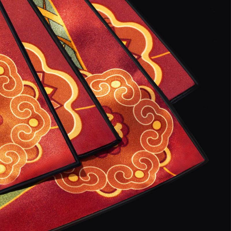 Floral & Crane Silk Square Scarf - Red