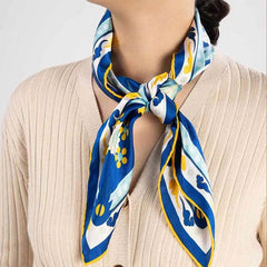 14 Momme Mulberry Silk Square Scarf Phoenix Crown 63x63cm