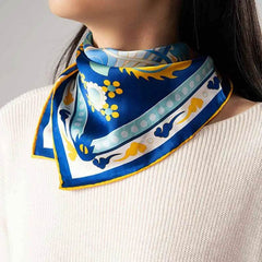 14 Momme Mulberry Silk Square Scarf Phoenix Crown 63x63cm