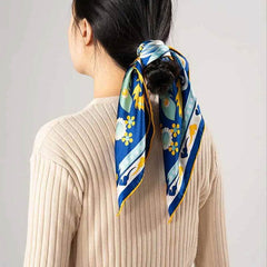 14 Momme Mulberry Silk Square Scarf Phoenix Crown 63x63cm