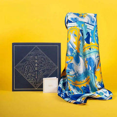 14 Momme Mulberry Silk Square Scarf Phoenix Crown 63x63cm
