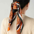 Phoenix & Lotus 16-Momme Mulberry Silk Medium Square Scarf - Brown