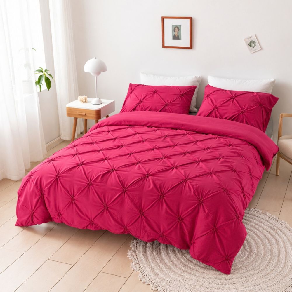 Amore Luxury Pinch Pleat Duvet Cover Set