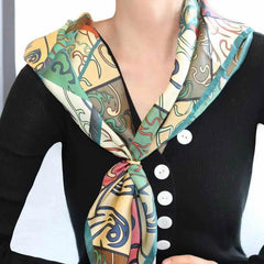 Vintage Silk and Wool Scarf Cloud Pattern 87x87cm & 100x100cm