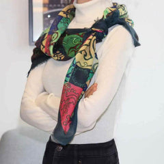 Vintage Silk and Wool Scarf Cloud Pattern 87x87cm & 100x100cm