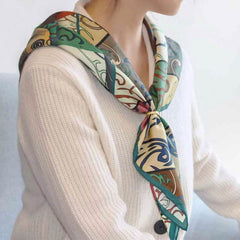 Vintage Silk and Wool Scarf Cloud Pattern 87x87cm & 100x100cm