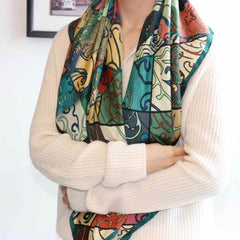 Vintage Silk and Wool Scarf Cloud Pattern 87x87cm & 100x100cm