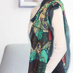Vintage Silk and Wool Scarf Cloud Pattern 87x87cm & 100x100cm