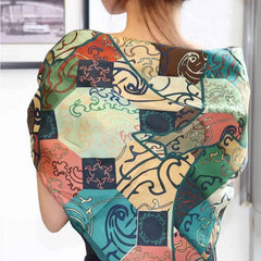 Vintage Silk and Wool Scarf Cloud Pattern 87x87cm & 100x100cm