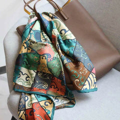 Vintage Silk and Wool Scarf Cloud Pattern 87x87cm & 100x100cm