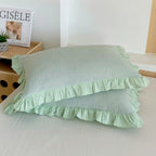 Striped Ruffled Lace Pillowcases in Multiple Colors