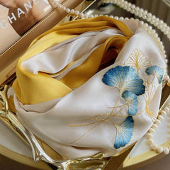 Handmade Suzhou Embroidery 16 Momme Silk Scarf 155x35cm