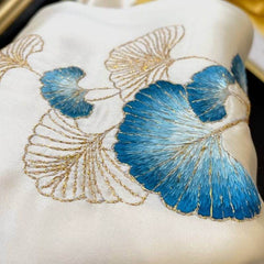 Handmade Suzhou Embroidery 16 Momme Silk Scarf 155x35cm