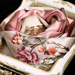 Handcrafted Suzhou Embroidery 100% Mulberry Silk Scarf 155x35 cm