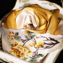 Handcrafted Suzhou Embroidery 100% Mulberry Silk Scarf 155x35 cm