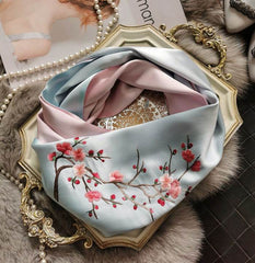 Handmade Su Embroidery 16 Momme Silk Scarf 155x35cm