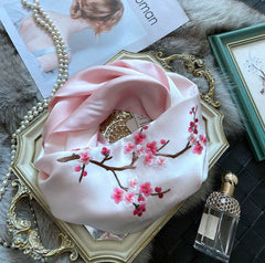 Handmade Su Embroidery 16 Momme Silk Scarf 155x35cm