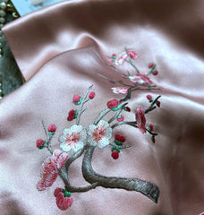 Handmade Su Embroidery 16 Momme Silk Scarf 155x35cm