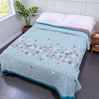 Turquoise Floral Glam Cotton Gauze Blanket