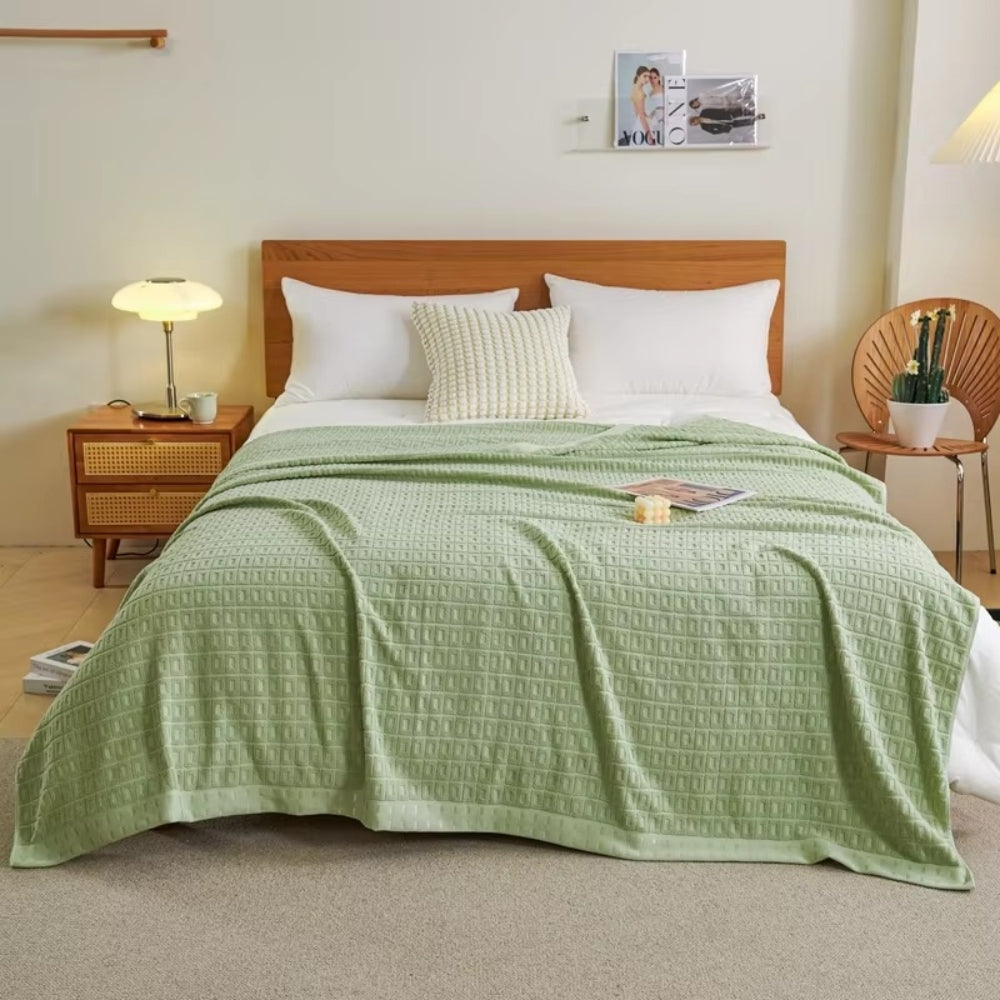 Waffle Cotton Summer Bedspread Throw Blanket