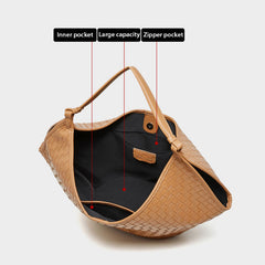 Leather Woven Shoulder Bags Large Tote Bag