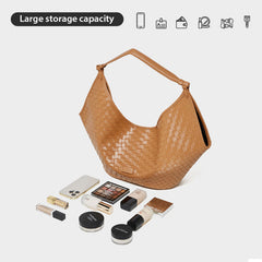 Leather Woven Shoulder Bags Large Tote Bag