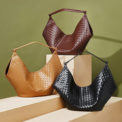 Leather Woven Shoulder Bags Large Tote Bag