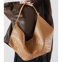 Leather Woven Shoulder Bags Large Tote Bag