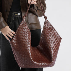 Leather Woven Shoulder Bags Large Tote Bag