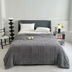 Plaid Embossed Grid Pattern Winter Blanket