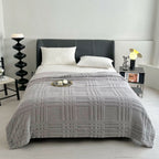 Plaid Embossed Grid Pattern Winter Blanket
