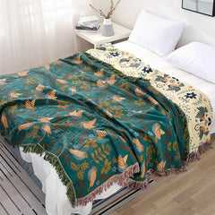 LoomVita Boho Breathable Flower Bird Reversible Blanket