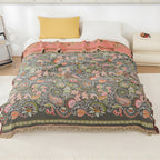 Autumn Leaf Boho Reversible Cotton Blanket