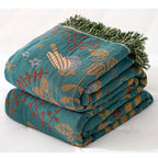 LoomVita Boho Breathable Flower Bird Reversible Blanket