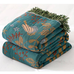 LoomVita Boho Breathable Flower Bird Reversible Blanket
