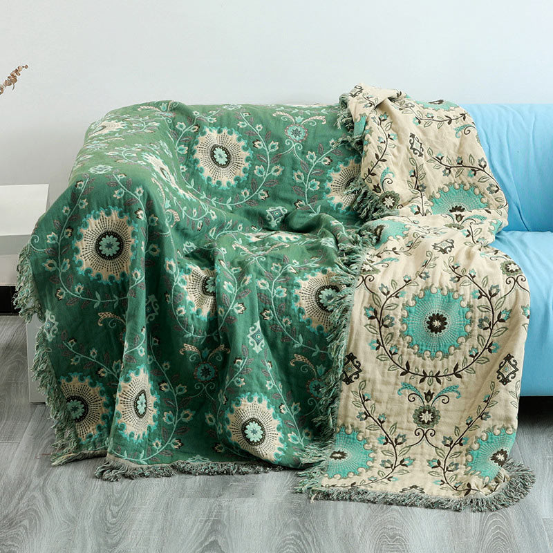 LoomVita Retro Sofa Cover Cotton Reversible Blanket