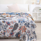 Rustic Artistic Flora Blanket | 100% Floral Cotton Blanket