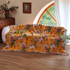 LoomVita Boho Reversible Cotton Gauze Tassel Quilt