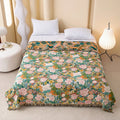 LoomVita Vintage Oil Painting Rosy Fringed Cotton Gauze Quilt