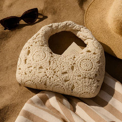 Crochet lace hobo clutch