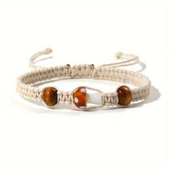 Bohemian Braided Mushroom Charm Bracelet