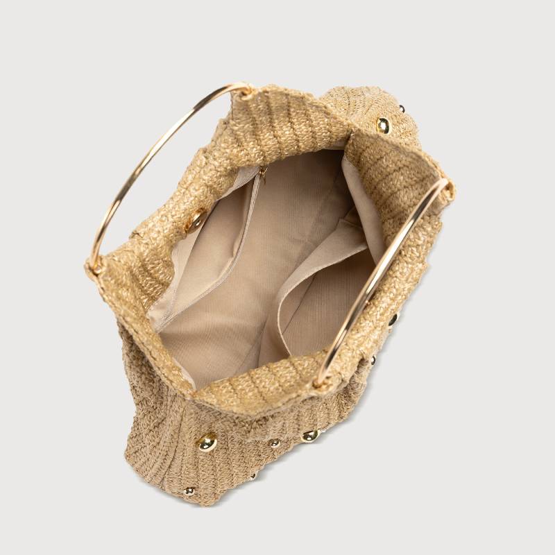 Boho Chic Studded Woven Clutch Bag