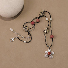 Handmade Floral Beaded Pendant Necklace