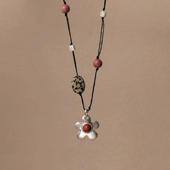 Handmade Floral Beaded Pendant Necklace