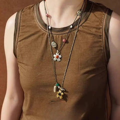 Handmade Floral Beaded Pendant Necklace